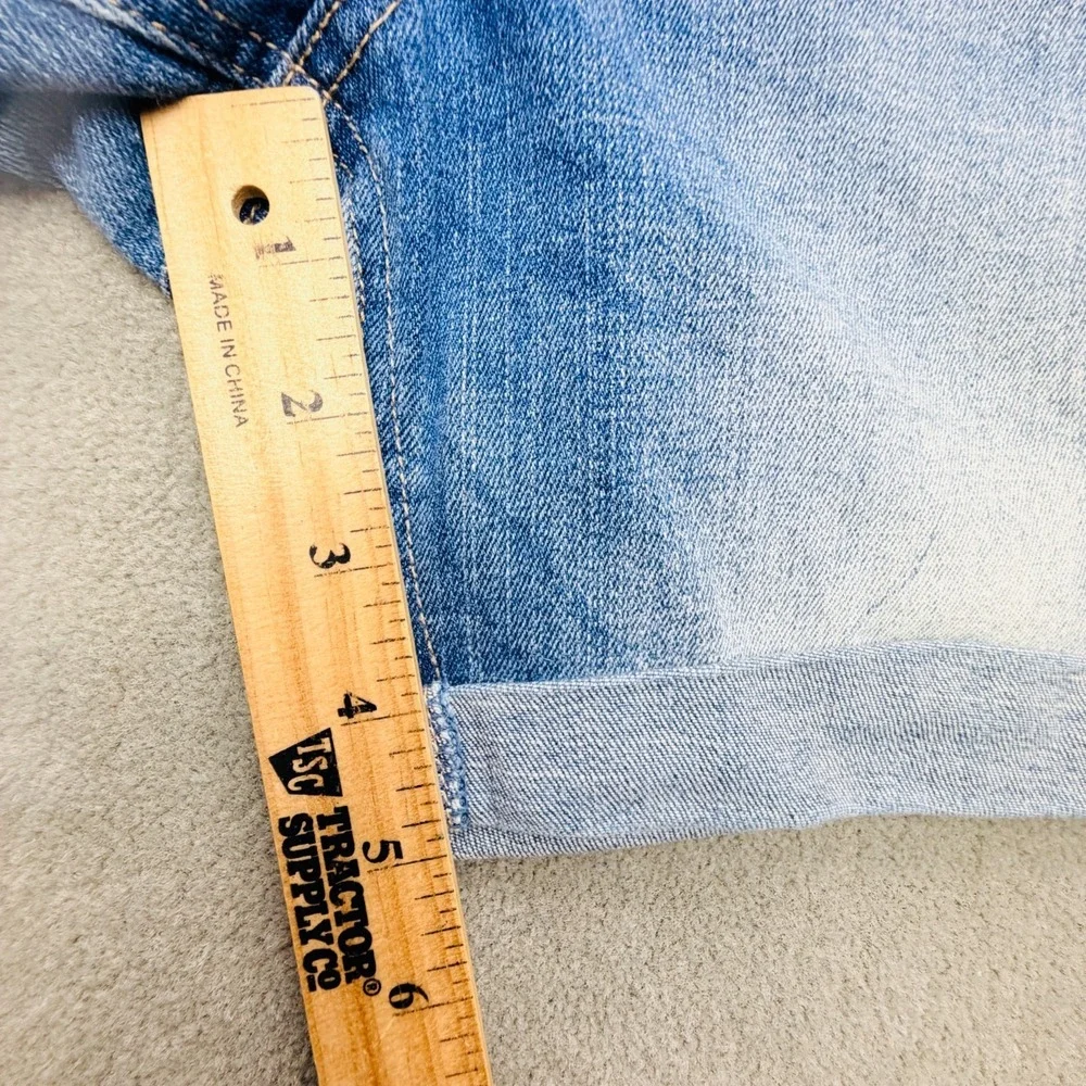 Justice Denim Jeans Premium Shorts Junior Sz 12.5 Blue Faded Turn Up Cuffed Hem‎